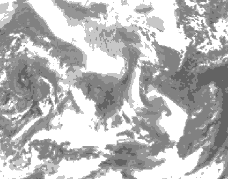 GDPS total cloud 078 hour forecast chart for Canada based on 2026/02/09 1200Z data