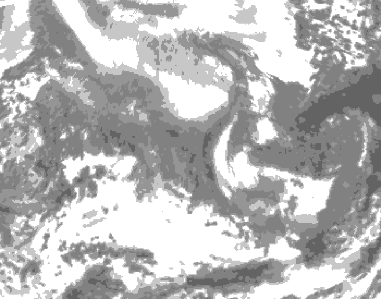 GDPS total cloud 090 hour forecast chart for Canada based on 2026/02/09 1200Z data