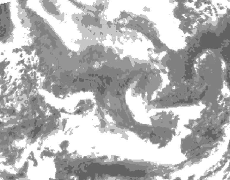 GDPS total cloud 102 hour forecast chart for Canada based on 2026/02/09 1200Z data