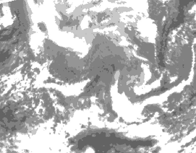GDPS total cloud 120 hour forecast chart for Canada based on 2026/02/09 1200Z data