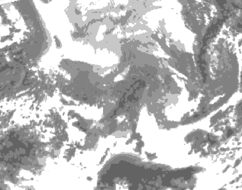 GDPS total cloud 126 hour forecast chart for Canada based on 2026/02/09 1200Z data