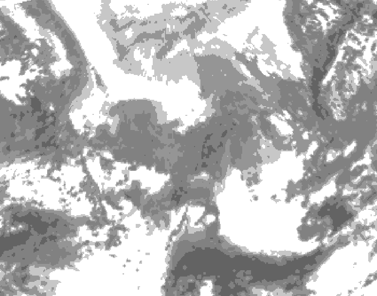 GDPS total cloud 132 hour forecast chart for Canada based on 2026/02/09 1200Z data