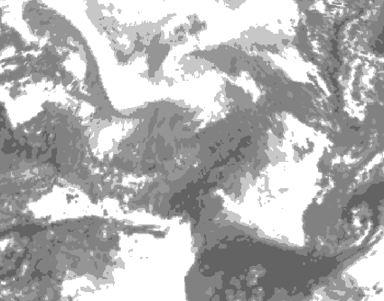 GDPS total cloud 144 hour forecast chart for Canada based on 2026/02/09 1200Z data