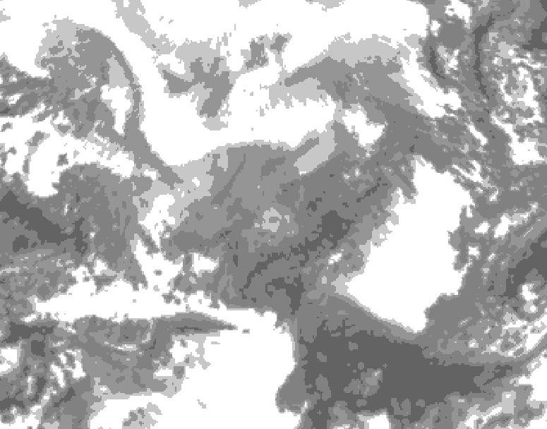 GDPS total cloud 150 hour forecast chart for Canada based on 2026/02/09 1200Z data