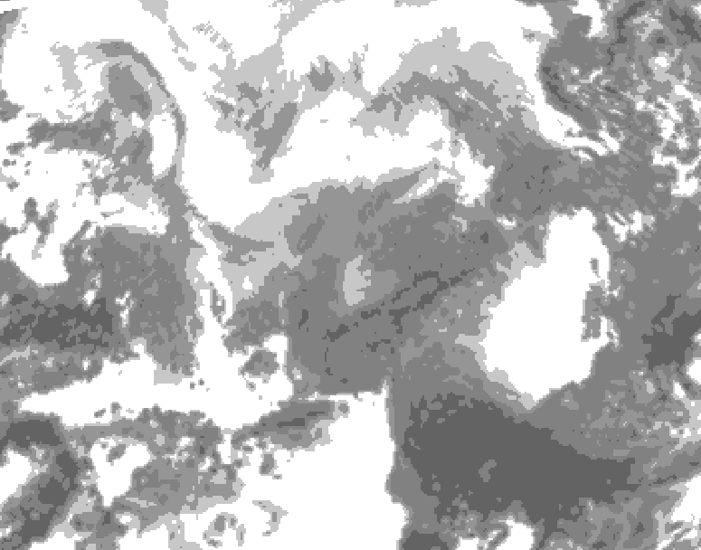 GDPS total cloud 156 hour forecast chart for Canada based on 2026/02/09 1200Z data