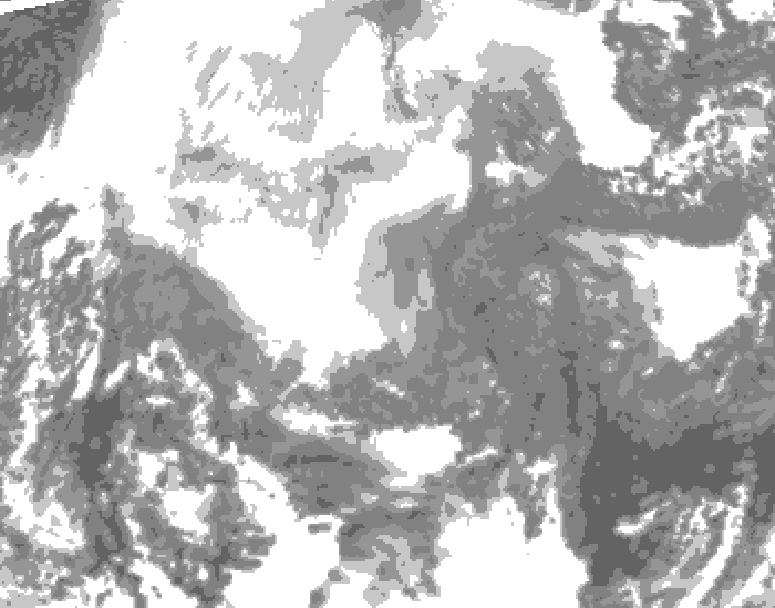 GDPS total cloud 186 hour forecast chart for Canada based on 2026/02/09 1200Z data