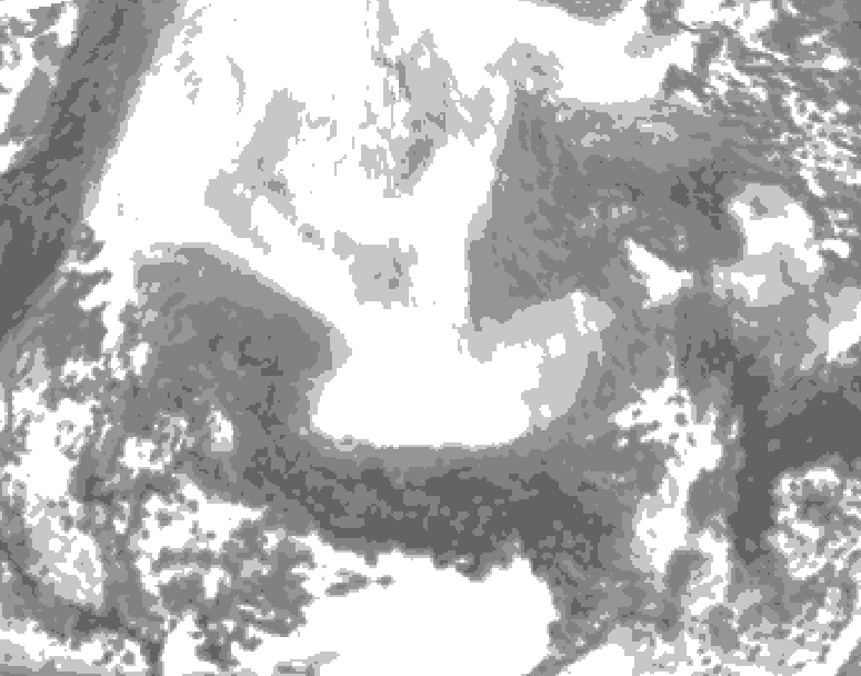 GDPS total cloud 210 hour forecast chart for Canada based on 2026/02/09 1200Z data