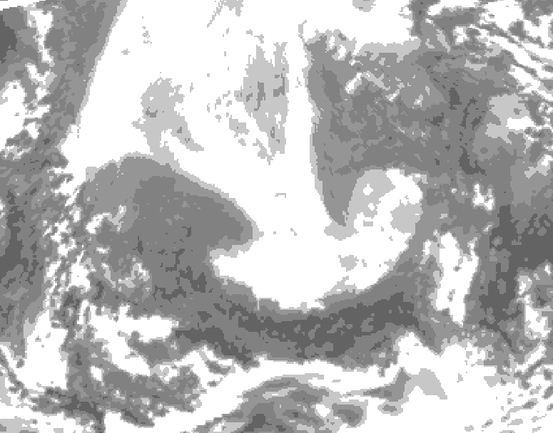 GDPS total cloud 222 hour forecast chart for Canada based on 2026/02/09 1200Z data