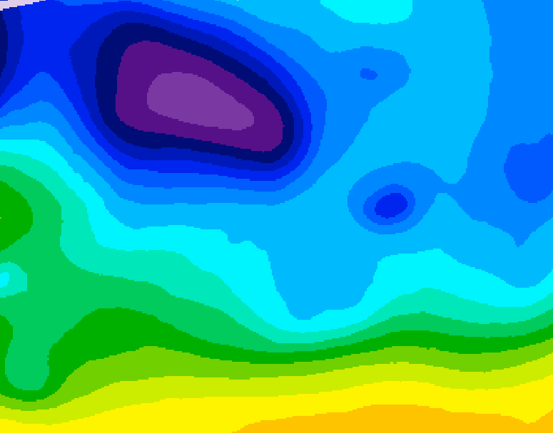 GDPS 500 millibar geopotential height 006 hour forecast chart for Canada based on 2026/02/10 1200Z data
