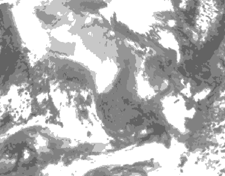 GDPS total cloud 006 hour forecast chart for Canada based on 2026/02/10 1200Z data