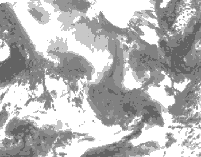 GDPS total cloud 012 hour forecast chart for Canada based on 2026/02/10 1200Z data