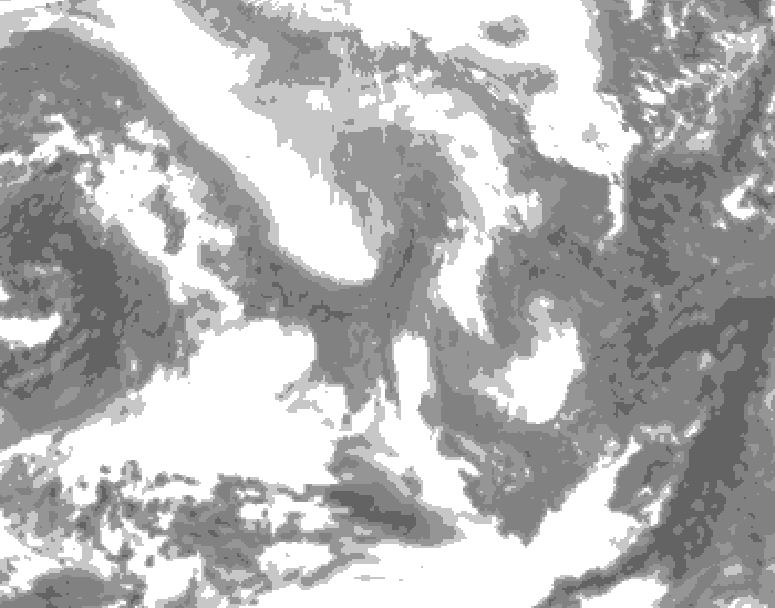 GDPS total cloud 042 hour forecast chart for Canada based on 2026/02/10 1200Z data