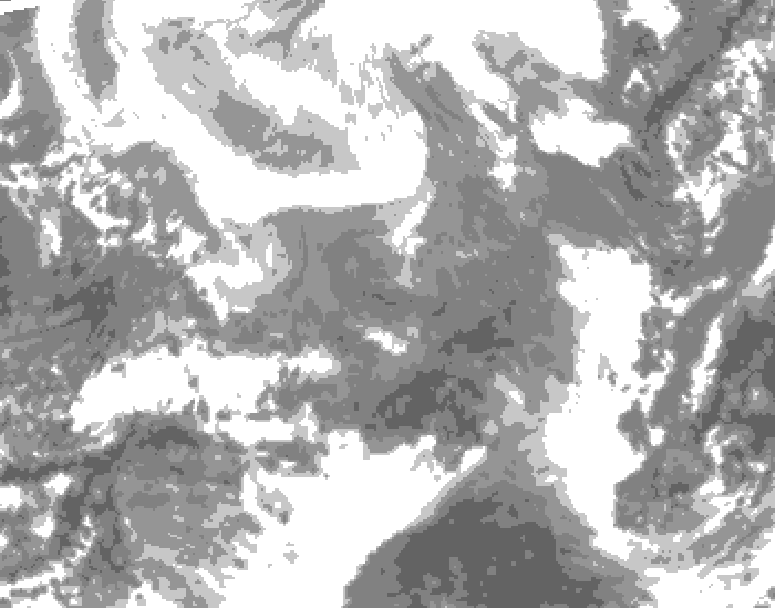 GDPS total cloud 120 hour forecast chart for Canada based on 2026/02/10 1200Z data