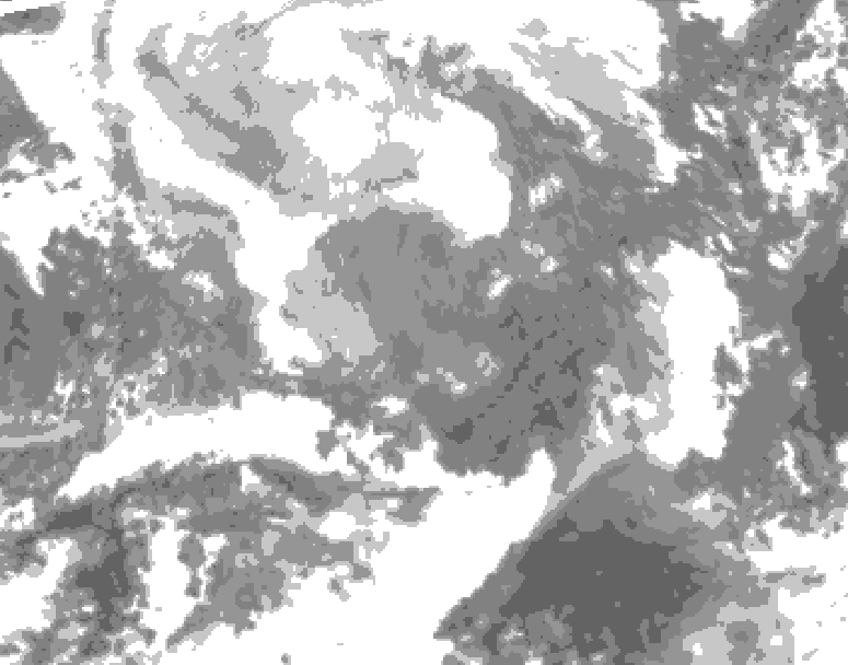 GDPS total cloud 132 hour forecast chart for Canada based on 2026/02/10 1200Z data