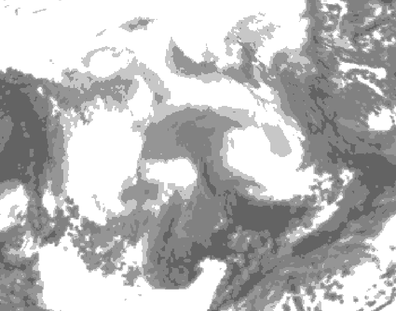 GDPS total cloud 222 hour forecast chart for Canada based on 2026/02/10 1200Z data