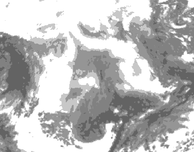 GDPS total cloud 228 hour forecast chart for Canada based on 2026/02/10 1200Z data