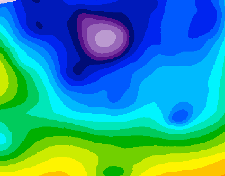 GDPS 500 millibar geopotential height 090 hour forecast chart for Canada based on 2026/02/11 1200Z data