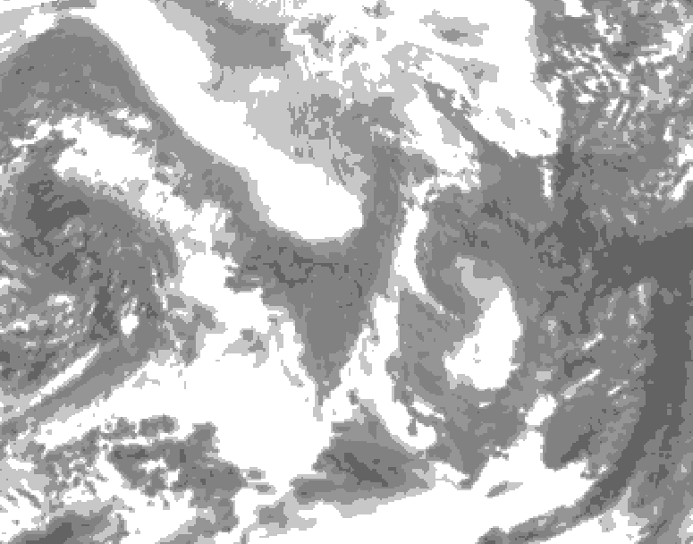 GDPS total cloud 036 hour forecast chart for Canada based on 2026/02/11 0000Z data