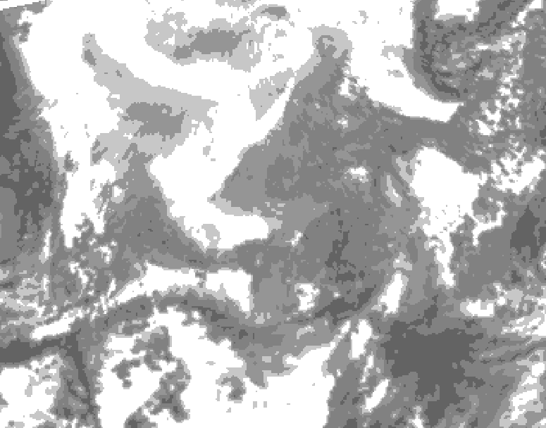 GDPS total cloud 132 hour forecast chart for Canada based on 2026/02/11 0000Z data