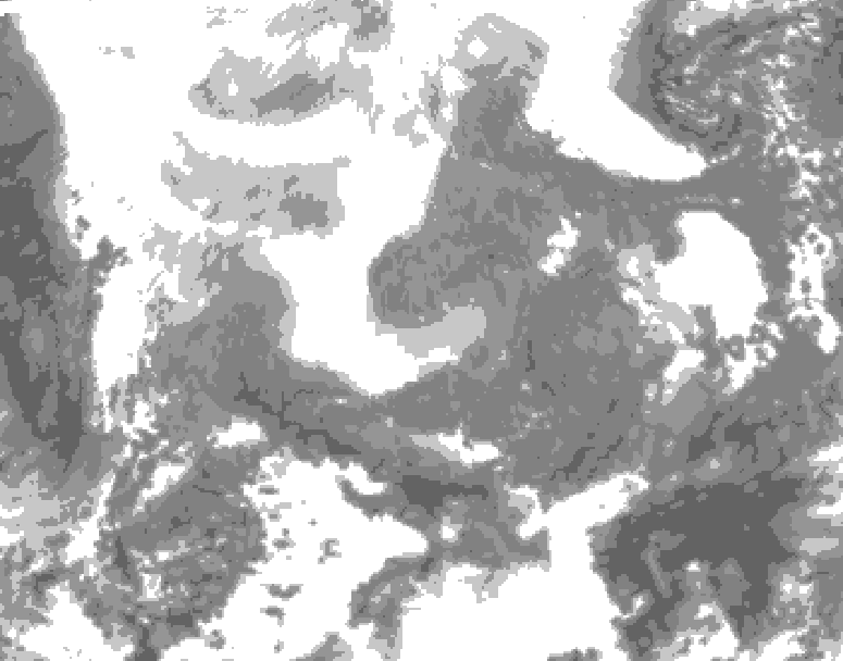 GDPS total cloud 144 hour forecast chart for Canada based on 2026/02/11 0000Z data