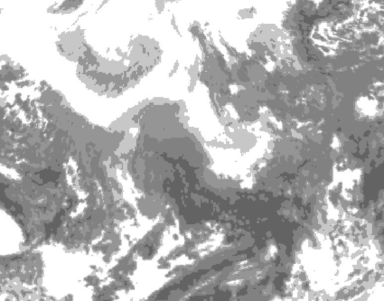 GDPS total cloud 180 hour forecast chart for Canada based on 2026/02/11 0000Z data