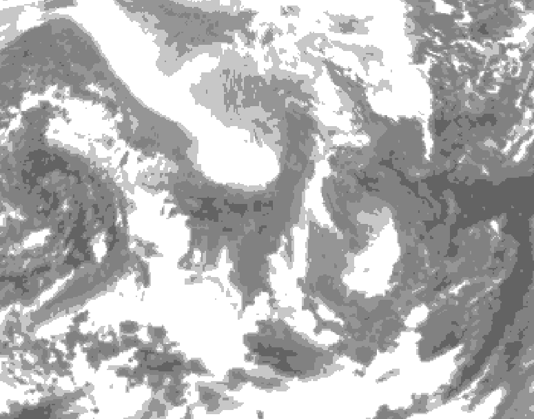 GDPS total cloud 024 hour forecast chart for Canada based on 2026/02/11 1200Z data