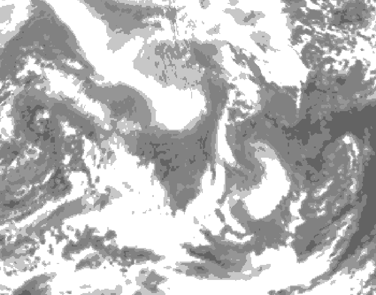 GDPS total cloud 030 hour forecast chart for Canada based on 2026/02/11 1200Z data