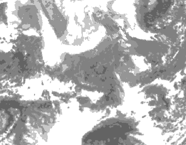 GDPS total cloud 090 hour forecast chart for Canada based on 2026/02/11 1200Z data