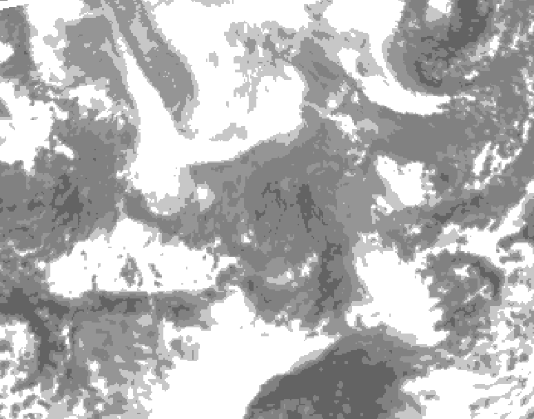 GDPS total cloud 096 hour forecast chart for Canada based on 2026/02/11 1200Z data