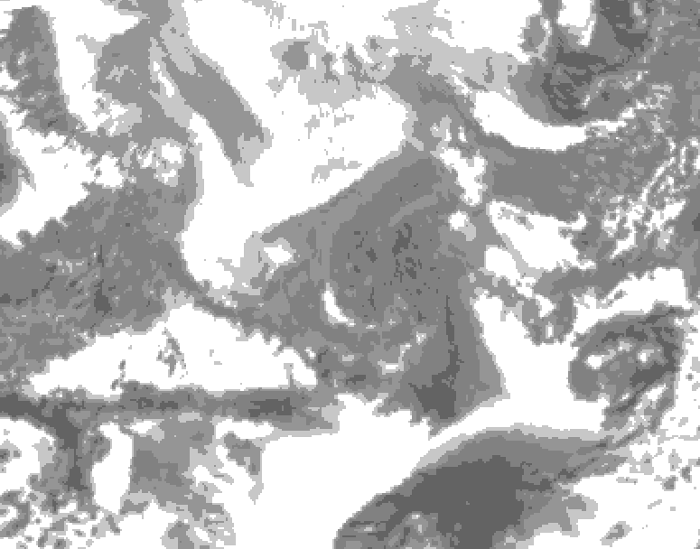 GDPS total cloud 102 hour forecast chart for Canada based on 2026/02/11 1200Z data