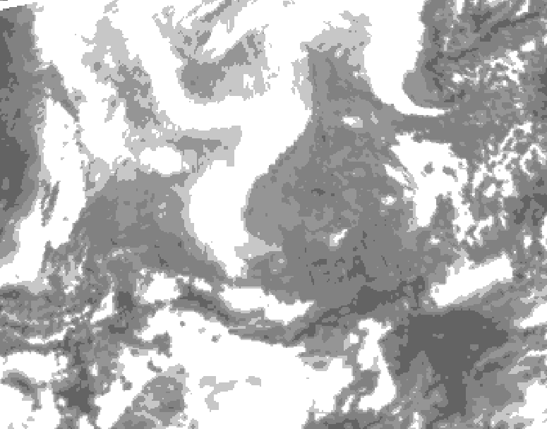 GDPS total cloud 126 hour forecast chart for Canada based on 2026/02/11 1200Z data