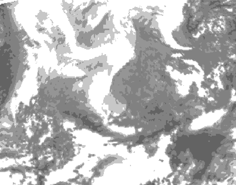 GDPS total cloud 132 hour forecast chart for Canada based on 2026/02/11 1200Z data
