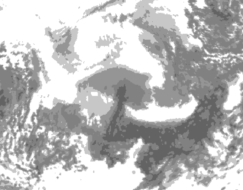 GDPS total cloud 180 hour forecast chart for Canada based on 2026/02/11 1200Z data