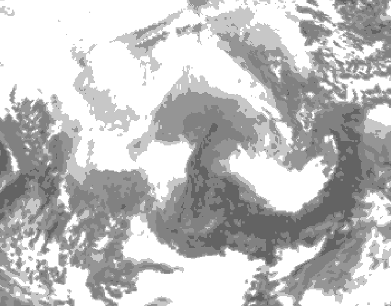 GDPS total cloud 192 hour forecast chart for Canada based on 2026/02/11 1200Z data