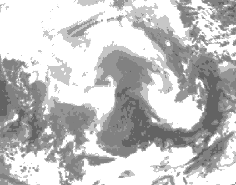 GDPS total cloud 198 hour forecast chart for Canada based on 2026/02/11 1200Z data