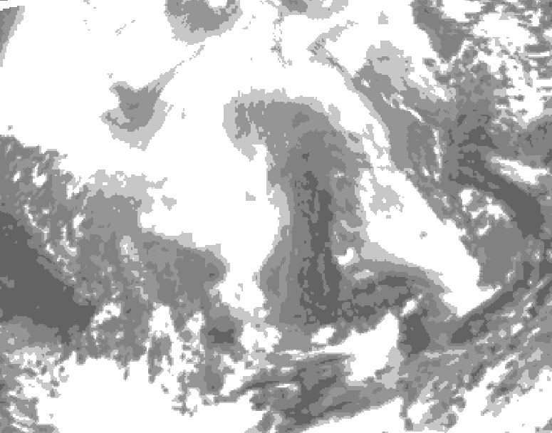GDPS total cloud 210 hour forecast chart for Canada based on 2026/02/11 1200Z data