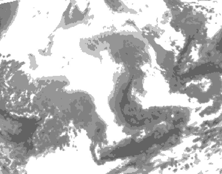 GDPS total cloud 222 hour forecast chart for Canada based on 2026/02/11 1200Z data