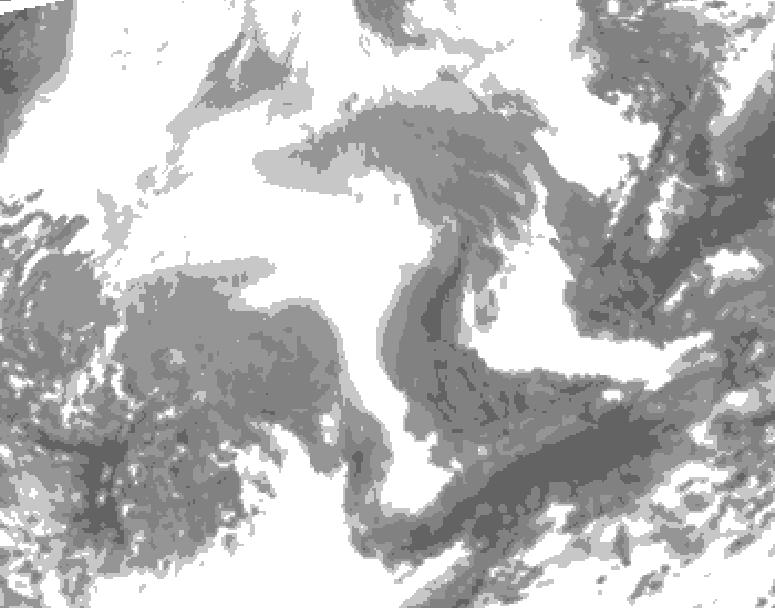 GDPS total cloud 228 hour forecast chart for Canada based on 2026/02/11 1200Z data