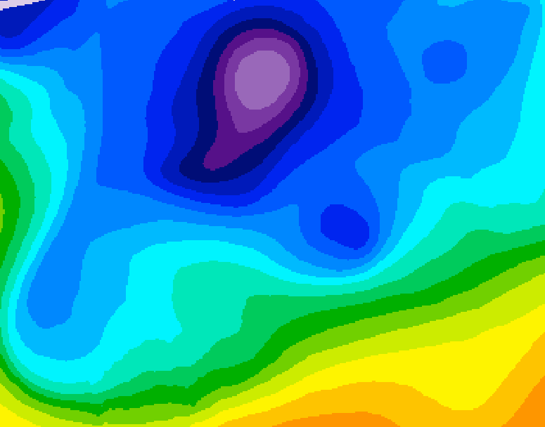 GDPS 500 millibar geopotential height 126 hour forecast chart for Canada based on 2026/02/12 1200Z data