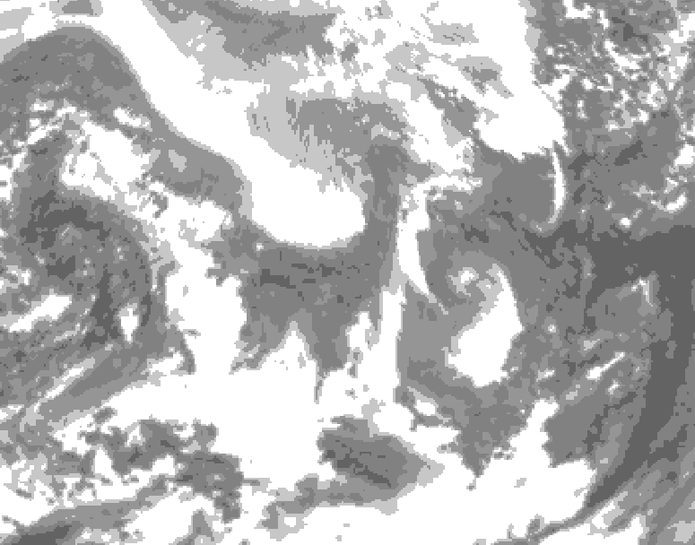 GDPS total cloud 012 hour forecast chart for Canada based on 2026/02/12 0000Z data