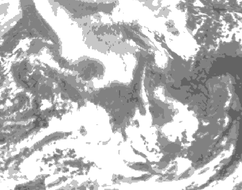 GDPS total cloud 024 hour forecast chart for Canada based on 2026/02/12 0000Z data