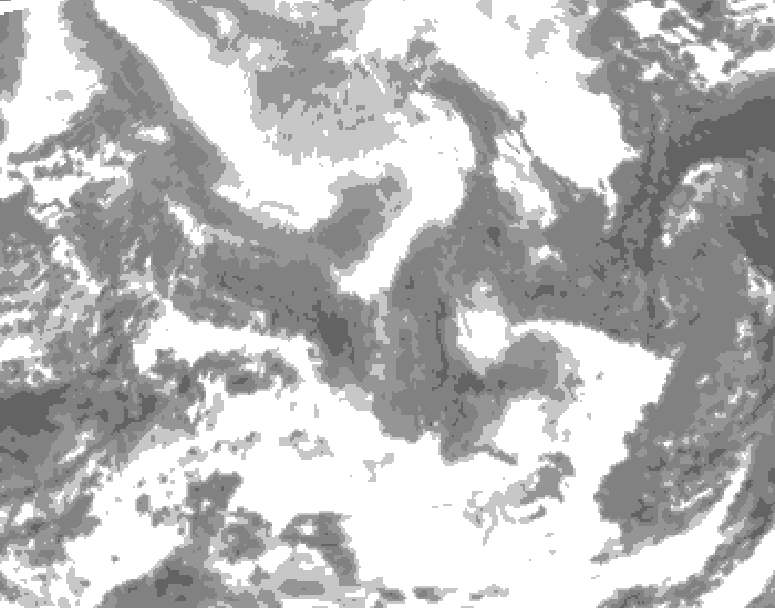 GDPS total cloud 036 hour forecast chart for Canada based on 2026/02/12 0000Z data