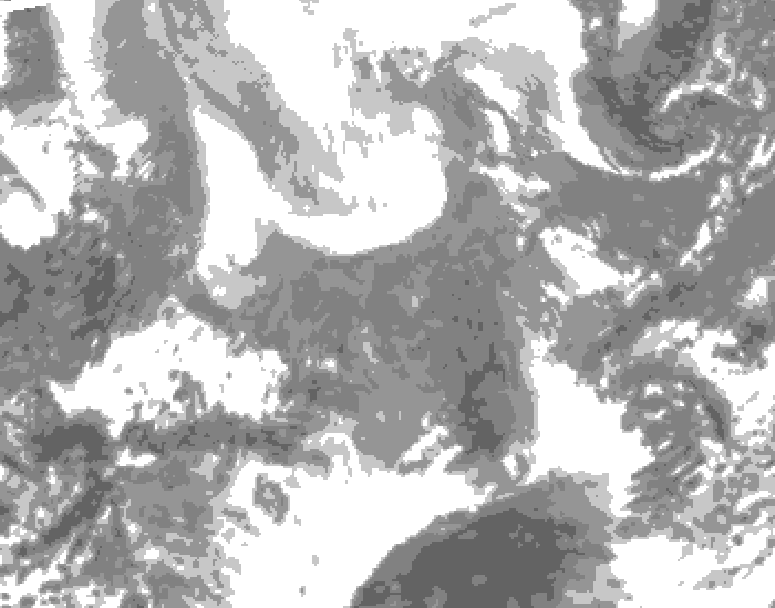 GDPS total cloud 084 hour forecast chart for Canada based on 2026/02/12 0000Z data