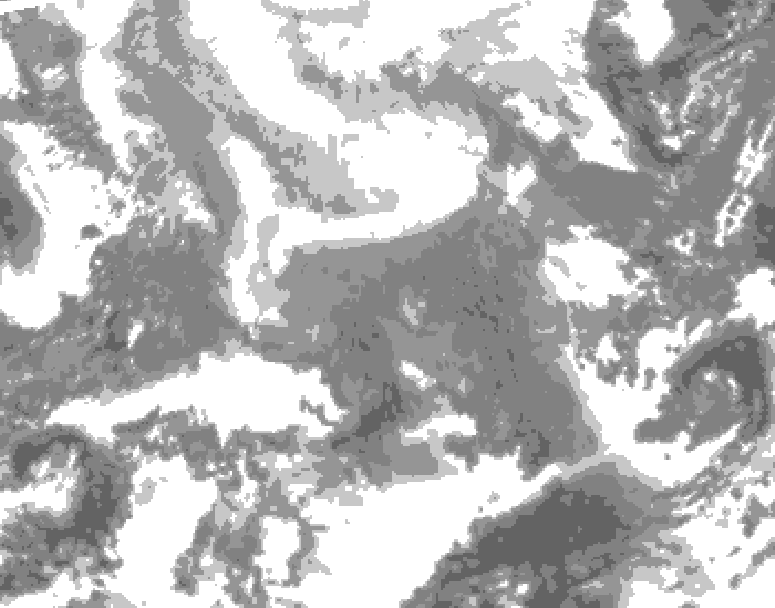 GDPS total cloud 096 hour forecast chart for Canada based on 2026/02/12 0000Z data
