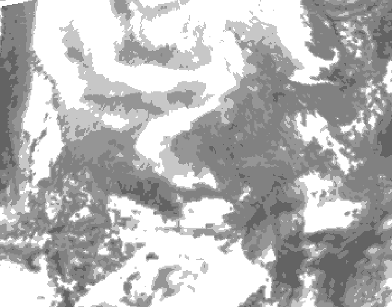 GDPS total cloud 120 hour forecast chart for Canada based on 2026/02/12 0000Z data