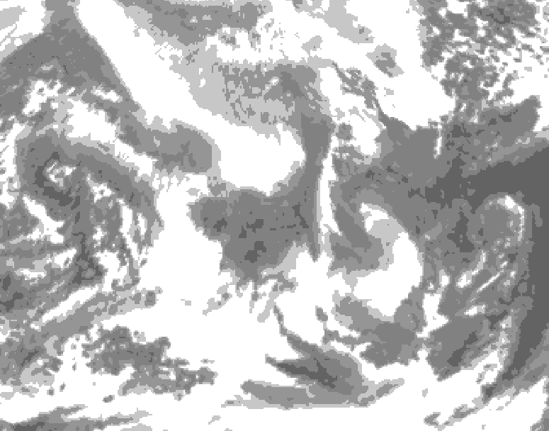 GDPS total cloud 006 hour forecast chart for Canada based on 2026/02/12 1200Z data
