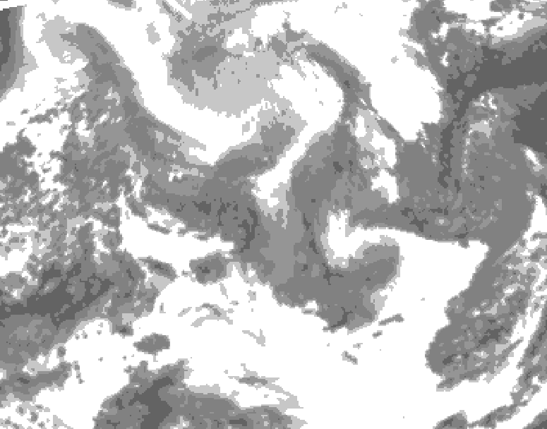 GDPS total cloud 030 hour forecast chart for Canada based on 2026/02/12 1200Z data