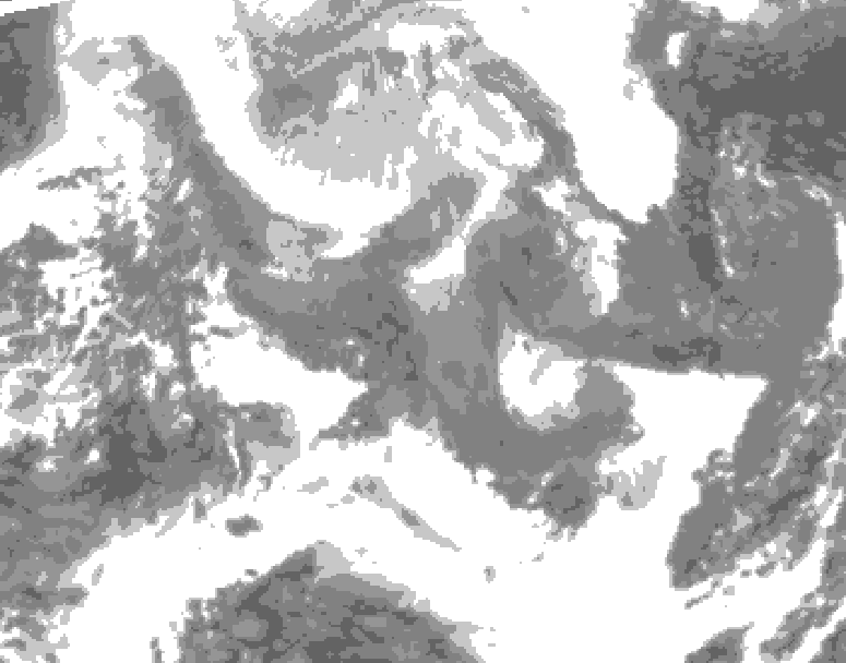GDPS total cloud 036 hour forecast chart for Canada based on 2026/02/12 1200Z data