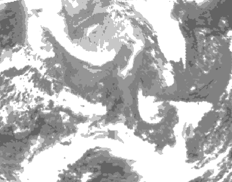 GDPS total cloud 042 hour forecast chart for Canada based on 2026/02/12 1200Z data