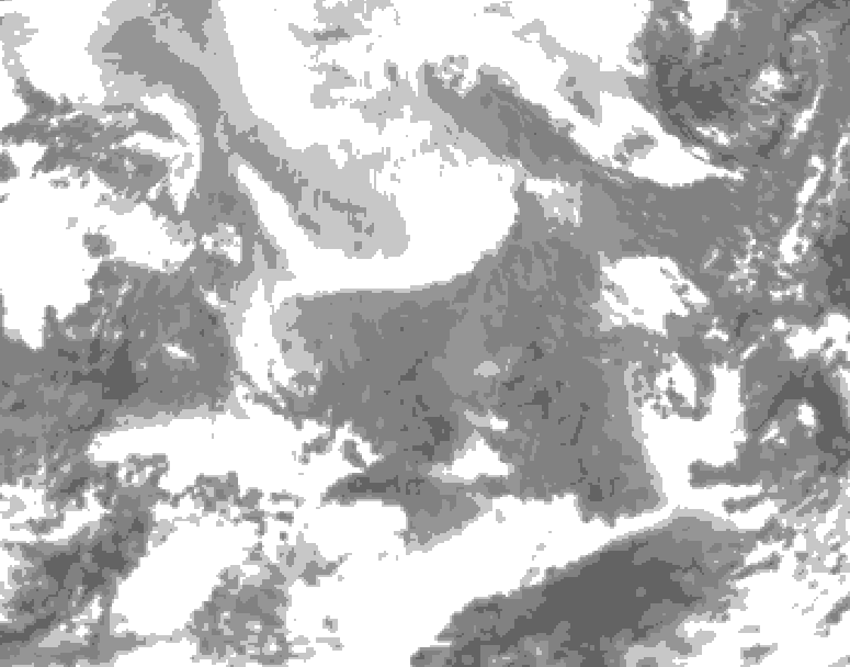 GDPS total cloud 084 hour forecast chart for Canada based on 2026/02/12 1200Z data